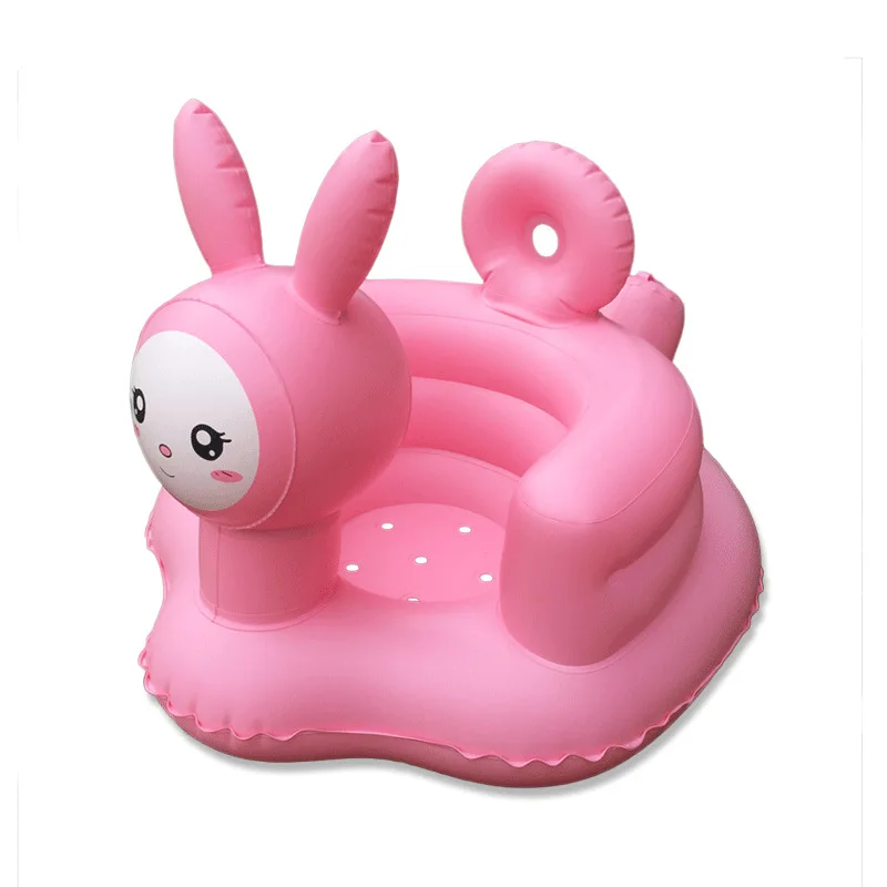 Pink Rabbit Kids Inflatable Bathroom Sofa Armchair Learn Portable Multifunctional Infant Safety Bath Seats Cartoon Dining Chair | Мать и