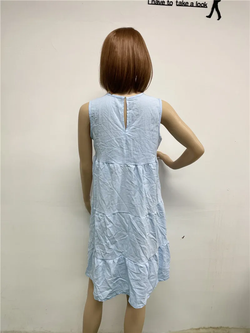 

Summer Dress Women Robe Femme Solid Color A-Line Dresses Sleeveless Loose Dress For Woman Clothing 2021 Casual Vestido De Mujer