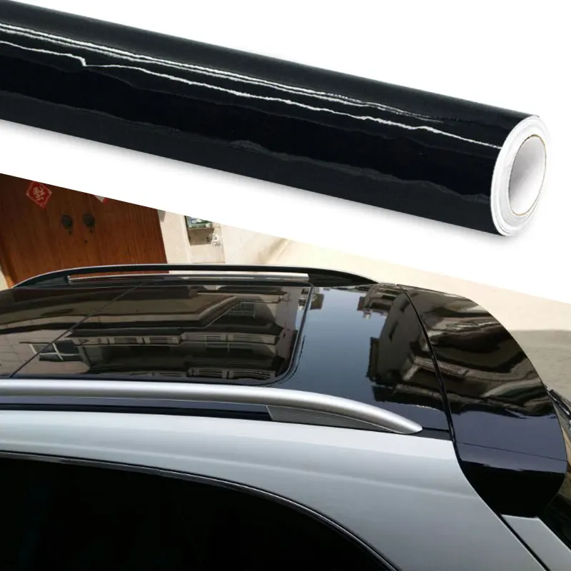 Film d'emballage en vinyle noir brillant  10/20/30/50CM x 152CM  décoration extérieure de voiture
