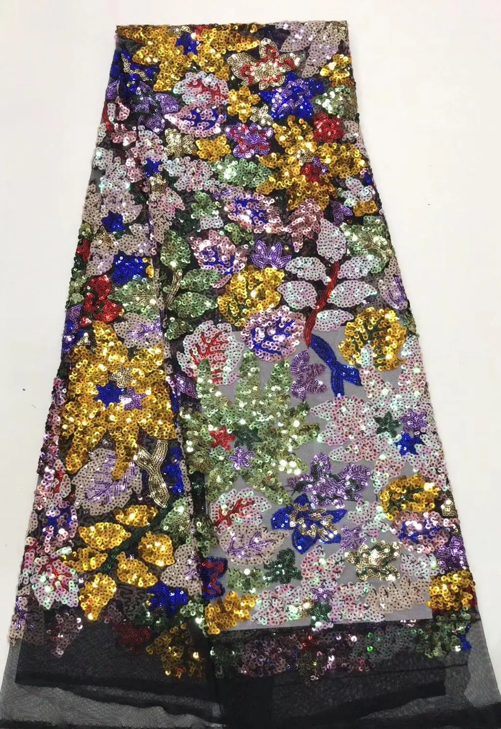 Кружевная ткань с сеткой и блестками в Африканском французском стиле кокосовой