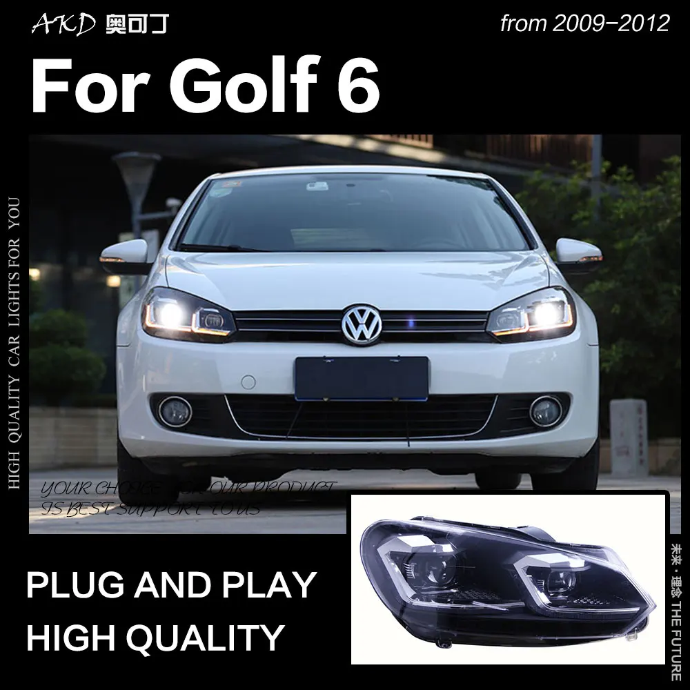 АКД Автомобиль Стайлинг фара для VW Golf 6 фары 2009-2012 Гольф 6 светодиодный фары Дневные ходовые огни лампы Hid Биксеноновые авто аксессуары