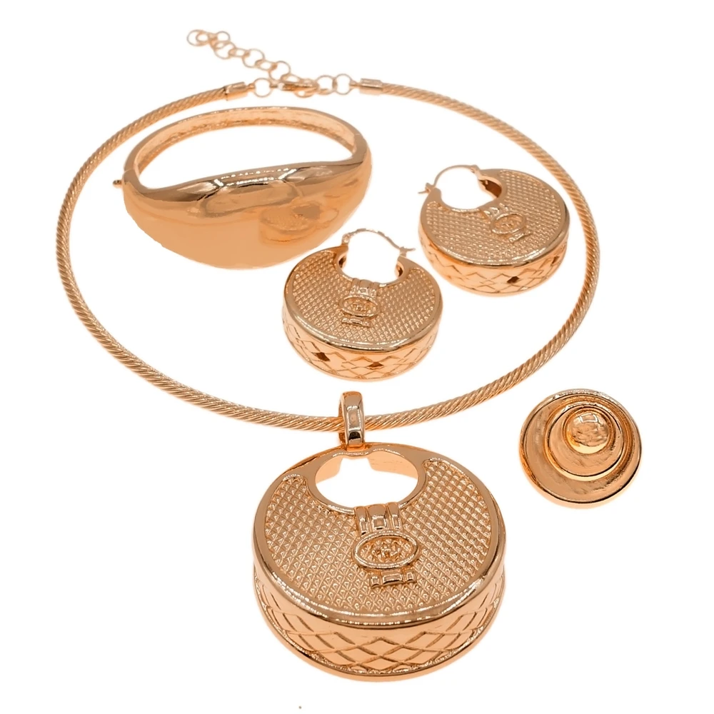 

Лидер продаж, Бразильское золото, розовое золото, комплект ювелирных изделий, высококачественный большой кулон, праздничный подарок, компл...