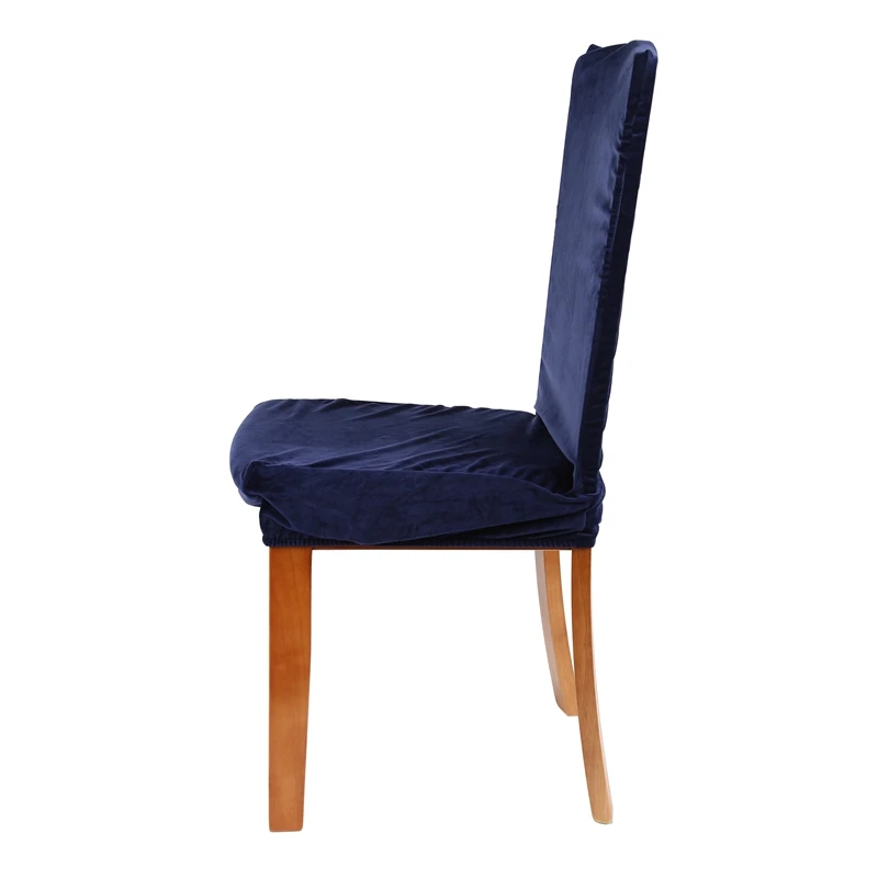Stretch Fox Velvet Fabric Dining Room Wedding Kitchen Home Short Chair Seat Covers Navy Blue | Дом и сад