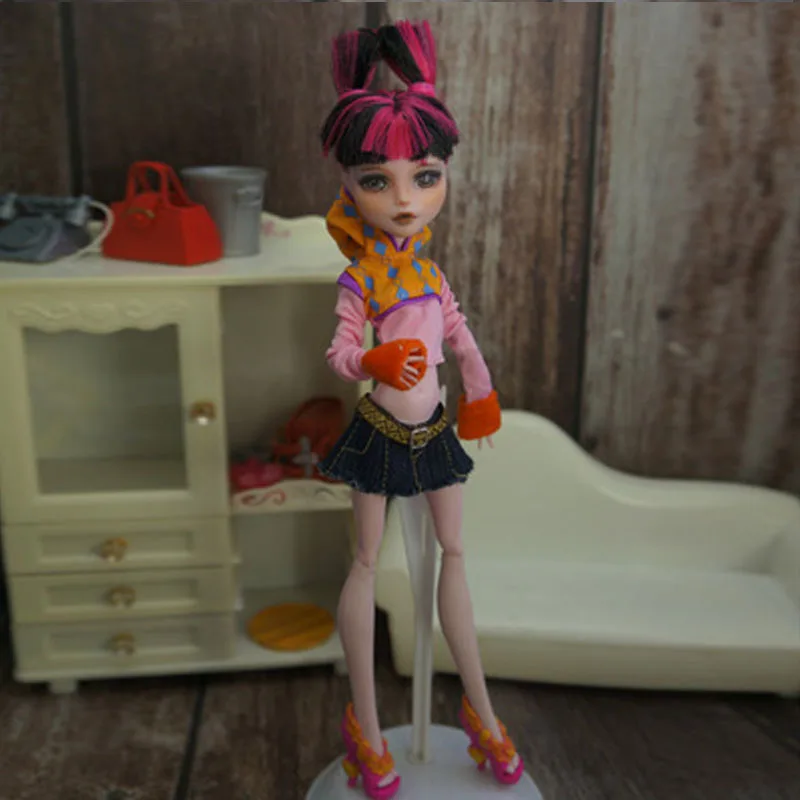 Модный комплект одежды для куклы Monster High наряды кукол оранжевого и розового цвета