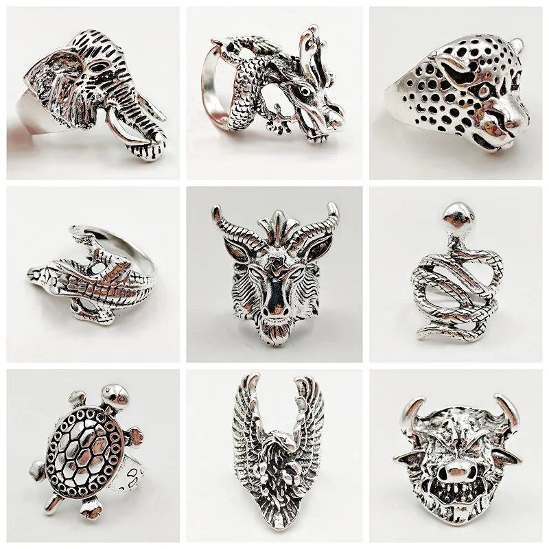 кольцо мужское перстень мужской кольца для мужчин панк 20шт винтажное с животными