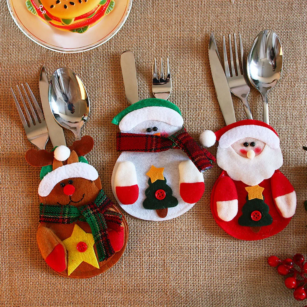 1 шт. Рождественский милый нож вилка сумки Санта Клаус Снеговик Лось посуда