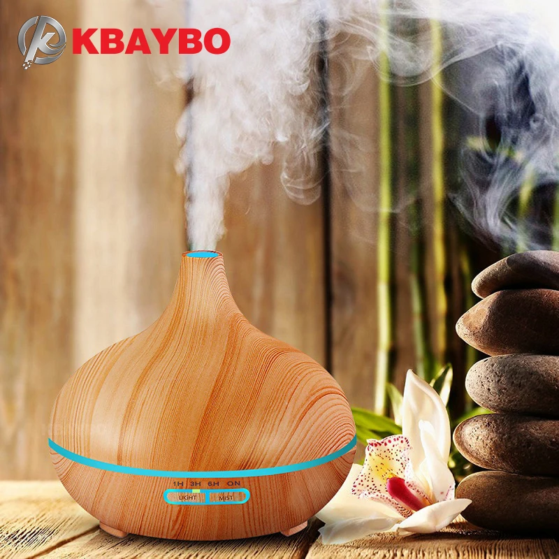 

KBAYBO 300ml Aroma Air Humidifier Wood Grain With LED Lights Essential Oil Diffuser Aromatherapy Electric Mist Maker For Home