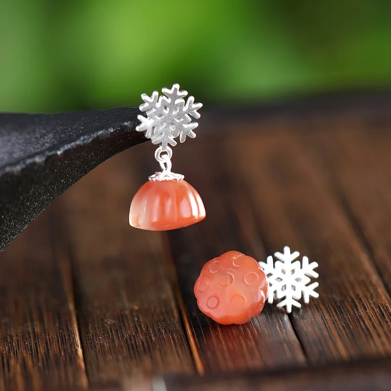 S925 Стерлинговое Серебро с инкрустированными натуральными южнокрасными