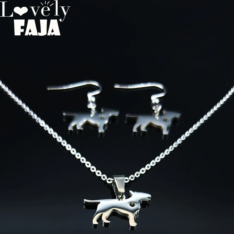 Французский бульдог из нержавеющей стали серьги ожерелье наборы ювелирных