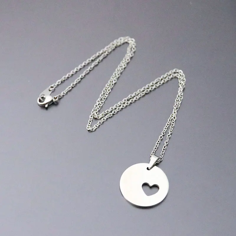 1pc New Classic Round Sun Heart Stainless Steel Custom Necklace Love Hearts Pendant Kids Girls Women Festival Jewelry | Украшения и