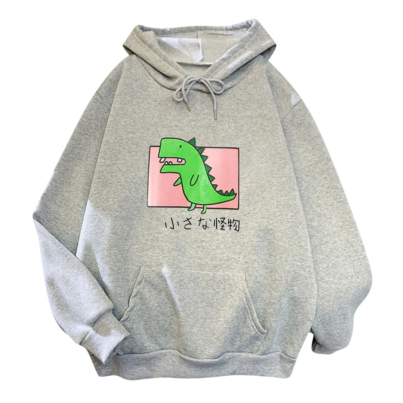60# 2021 Fashion Women Casual Print Long Sleeve Splice Dinosaur Letter Hoodies Tops Casual Print Splice Oversized Sweatshirt
