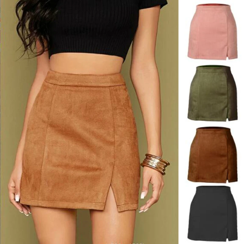 

Sexy Multi Color Suede Mini Pencil Skirt Women 2022 Spring Autumn Fashion Leopard High Waist Office Lady Bodycon Skirts Saia