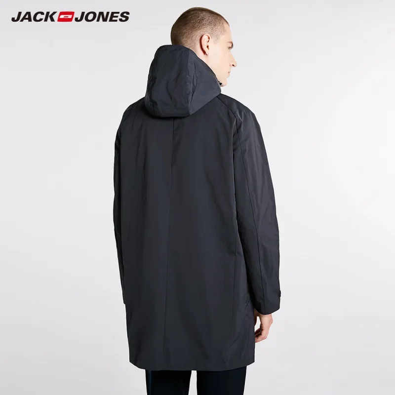 JackJones однотонная повседневная мужская куртка Тренч с капюшоном Длинная Куртка