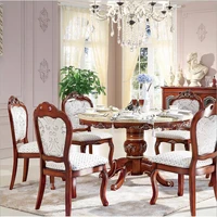 style italian dining table round solid wood italy style luxury dining table set with6 chairs p10243