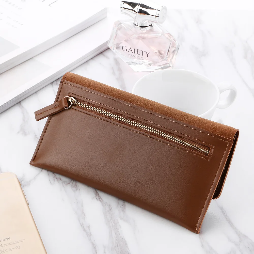 

Leather Women Wallets Hasp Lady Moneybags Zipper Coin Purse Woman Envelope Wallet Money Cards ID Holder Bags Purses Pocket 2021