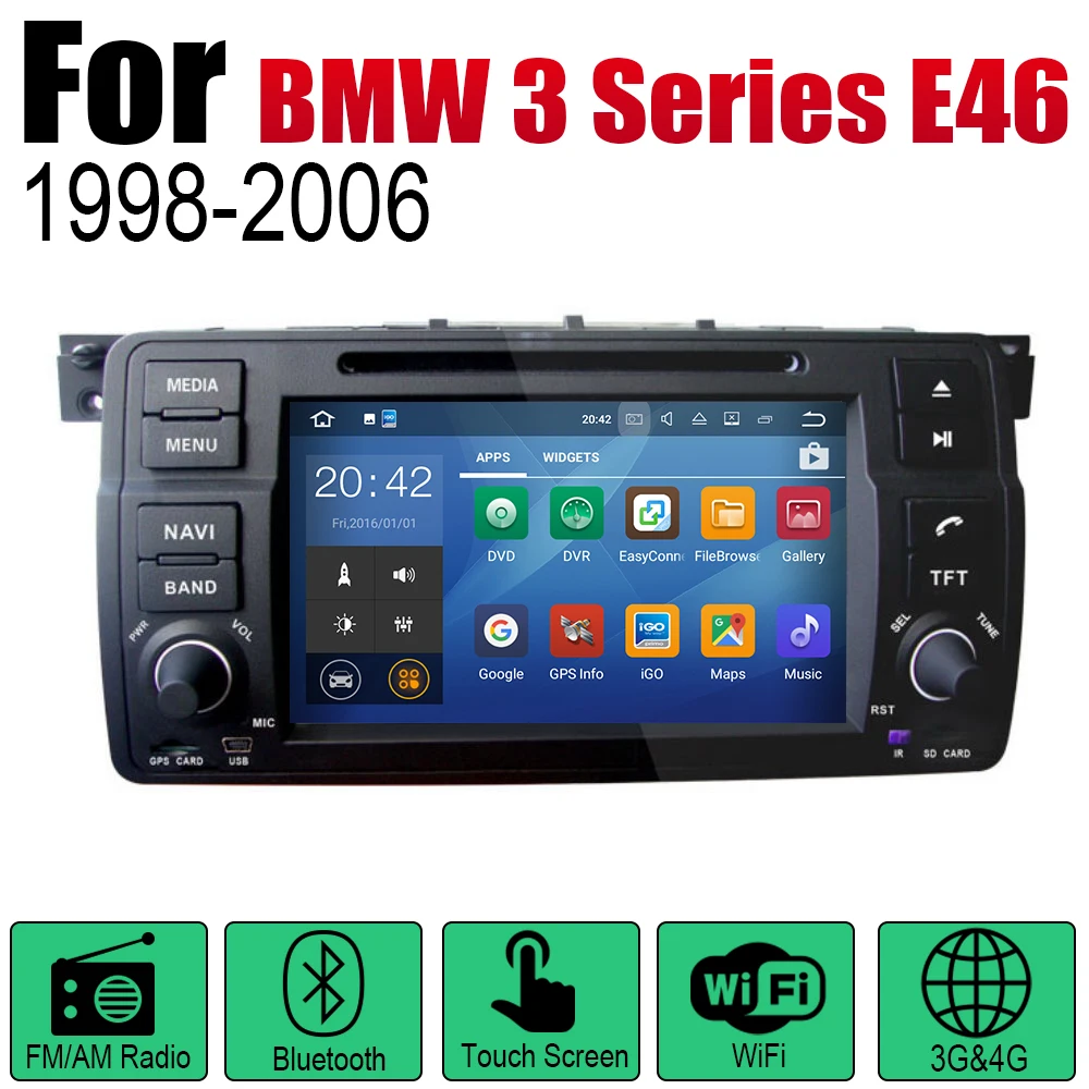 Автомобильный мультимедийный плеер 2 Din Android радио для BMW 3 серии E46 1998 ~ 2006 DVD GPS Navi