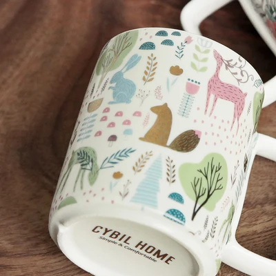 Керамическая креативная кружка с мультяшным рисунком в скандинавском стиле