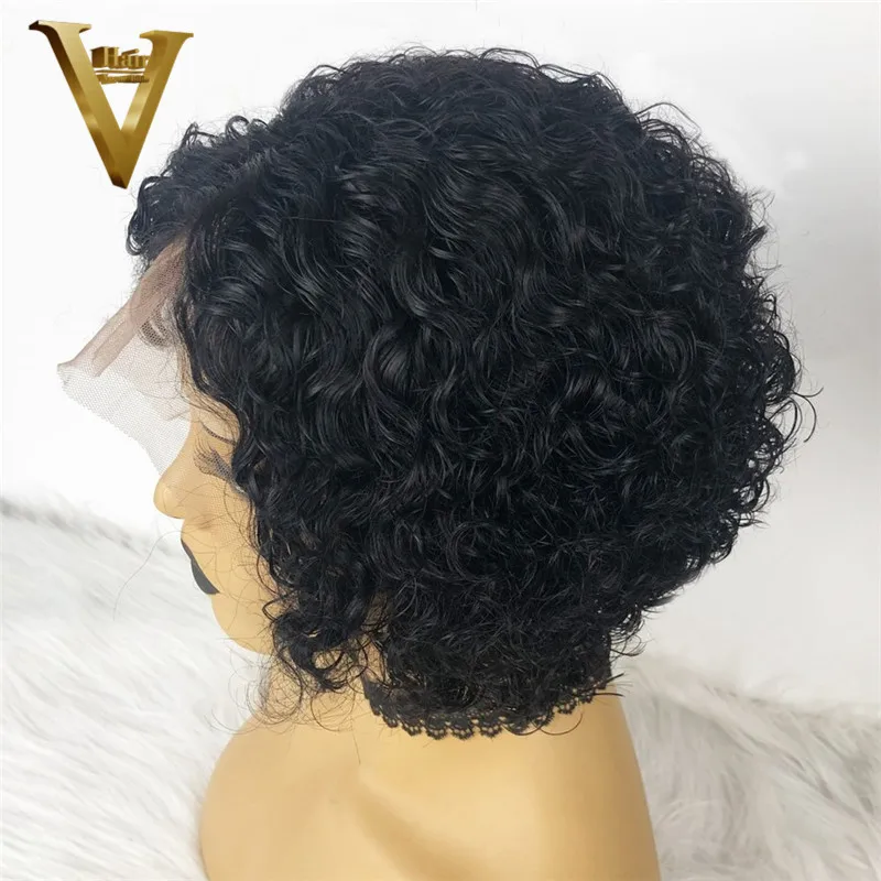 Парик фея Короткие вьющиеся волосы парик из человеческих волос 13x4 парики на