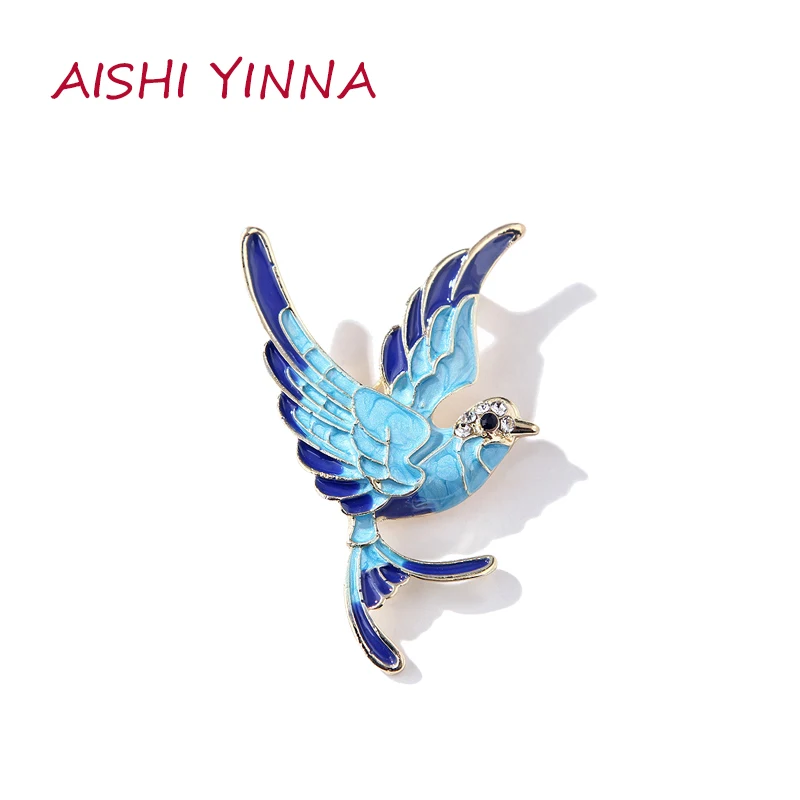 

AISHI YINNA Chinese Classical Enamel Creative Swallow Birds Peace Dove Brooch Cheongsam Brooch Romantic Accessories For Friends