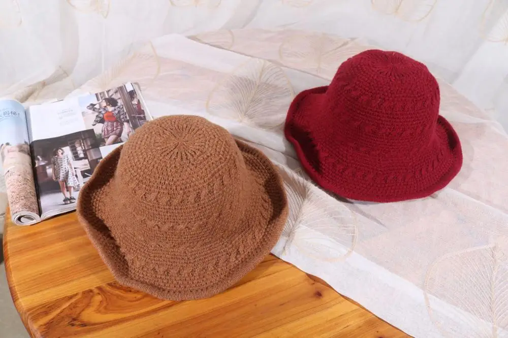 Однотонная вязаная Панама японская Корейская стильная зимняя шапка для рыбалки