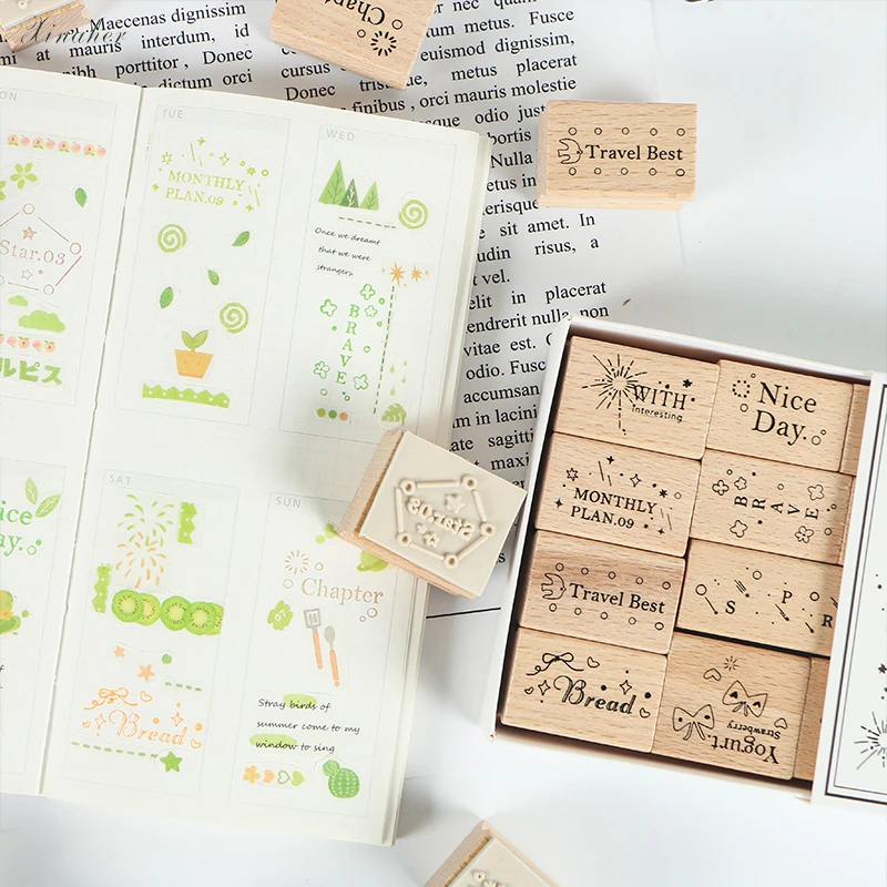 11pcs/set Vintage star sky english stamp DIY wooden rubber stamps for scrapbooking stationery scrapbooking standard stamp