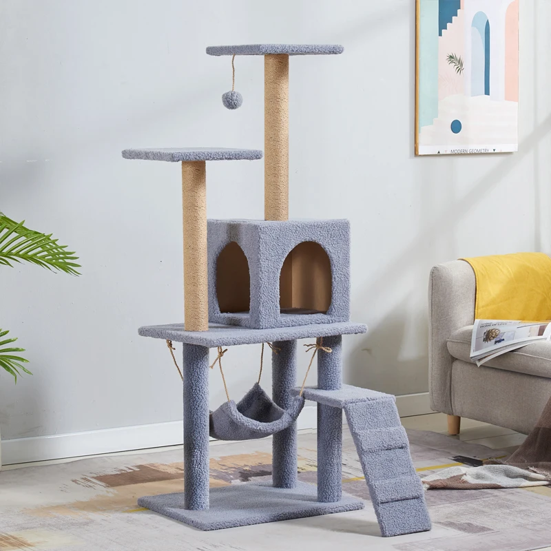 Устойчивая маленькая и средняя сизальная колонна бархатная рама для кошачьего