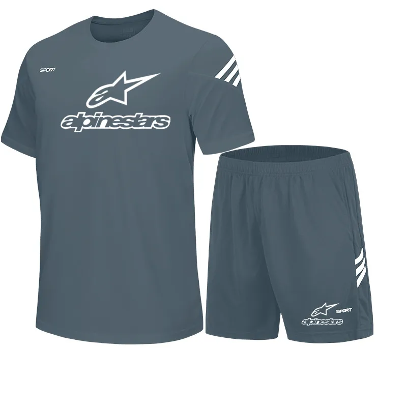 

Men's summer leisure hot sale short sleeve + shorts 2-piece outdoor hiking running breathable quick-drying suit M_5XL