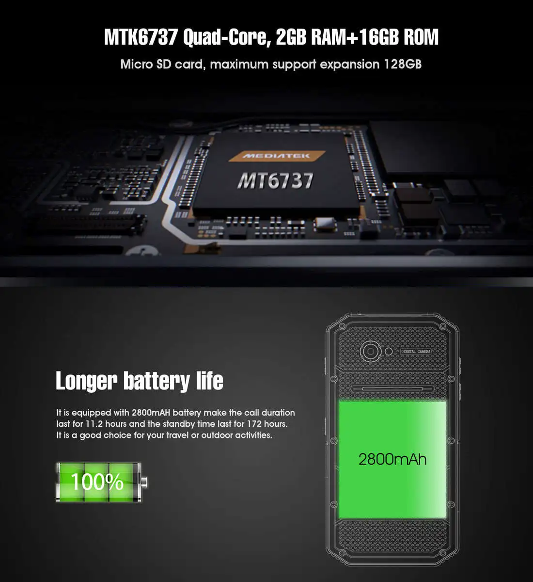 KXD E &amp L с тройной защитой W7S IP68 прочный телефон Android 6 0 MTK6737 1 3 ГГц 4 ядра 2 Гб