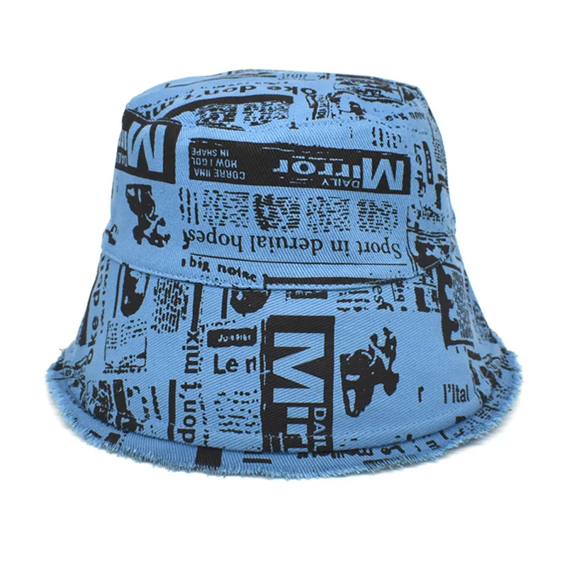 

Graffiti bucket hat double printing summer style cotton cap spring and hat for unisex woman