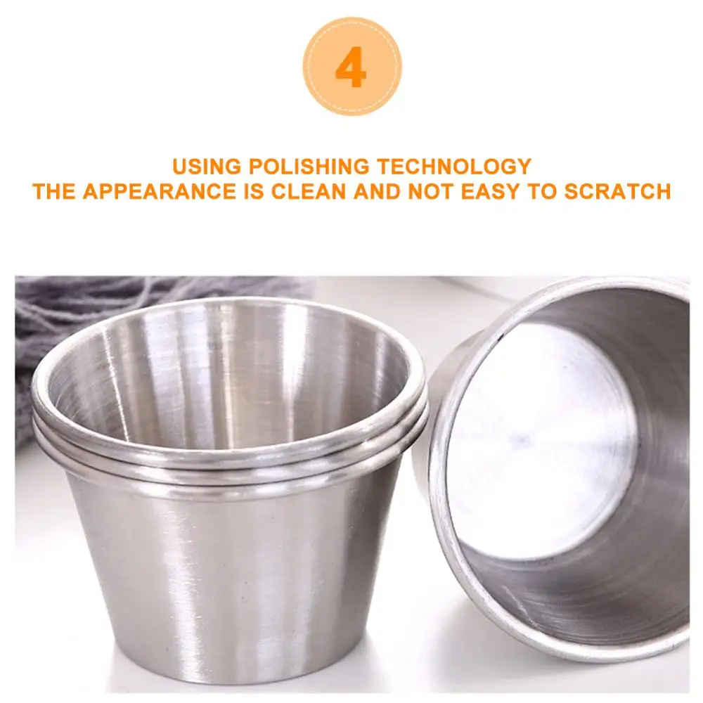 50 мл мини многоразовый чашки соуса Нержавеющая сталь Кухня погружения чаши для