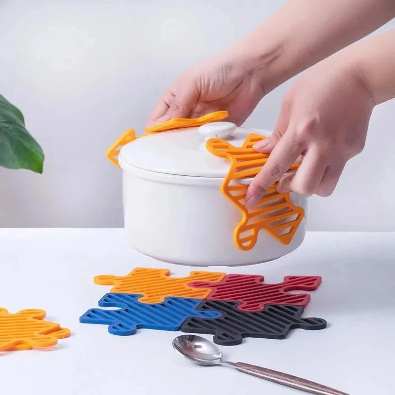 

Korea Cutlery Silicone Tableware Mat Coaster Patchwork Insulation Heat Resistant Pot Holder Table Mat Placemat for Bowl Dishes