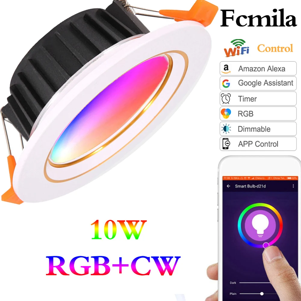 10W RGB + CW WI FI умный светодиодный вниз светильник затемнения прожектор 220V/110V