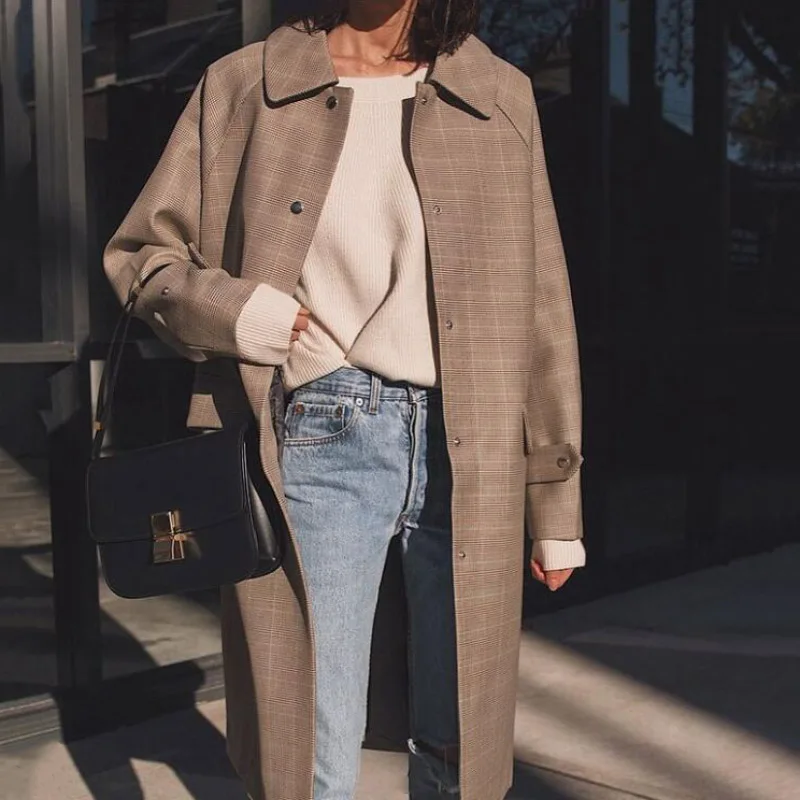 

Holiwind 2021 Stylish New Trench Coat Women Clothes Classic Single Breasted Long Coat Outerwear Manteau Femme Hiver Abrigo Mujer