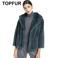 topfur winter coats women plus size natural mink fur coats dark green lapel collar genuine leather jackets real fur coats spring