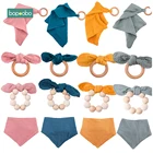 Bopoobo 1 шт. детский нагрудник с заячьими ушками, деревянные кольца, детский нагрудник, шарф, Хлопковое полотенце для DIY браслета, детские слюнявчики, полотенца, предметы для новорожденных
