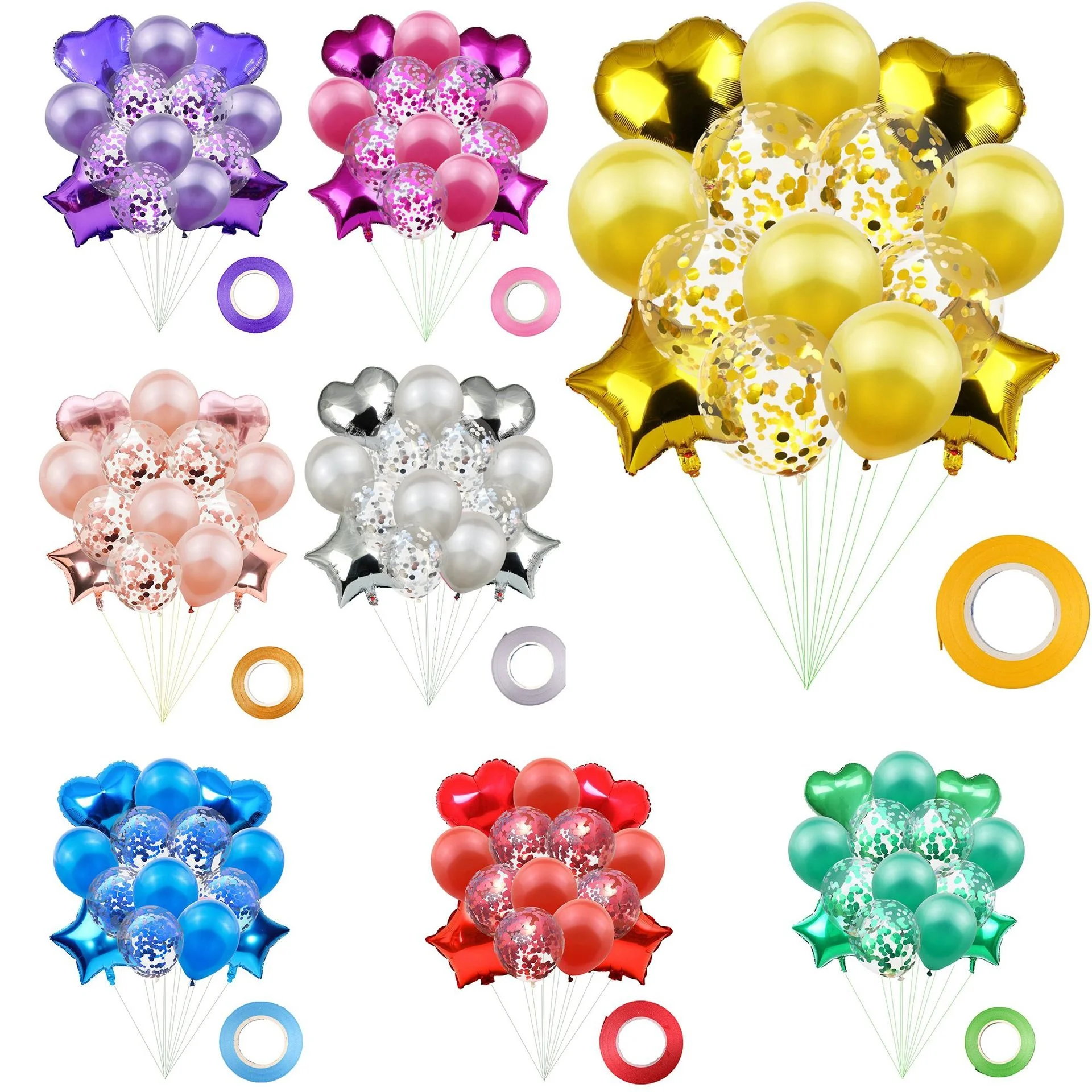 

15pcs five-pointed star love foil balloon kit confetti latex balloon wedding birthday party decoration balloon baby shower