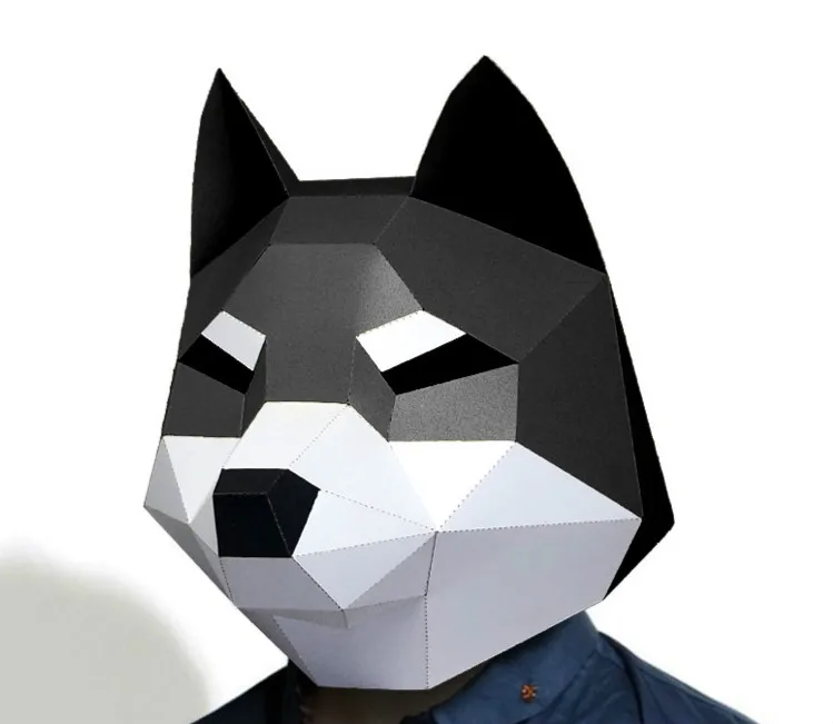 As picture 3D Бумажная Маска модная милая собака костюм животного Косплей DIY бумажная Ремесленная Маска модели Рождество Хэллоуин выпускной вечер вечерние подарки - Цвет: As picture