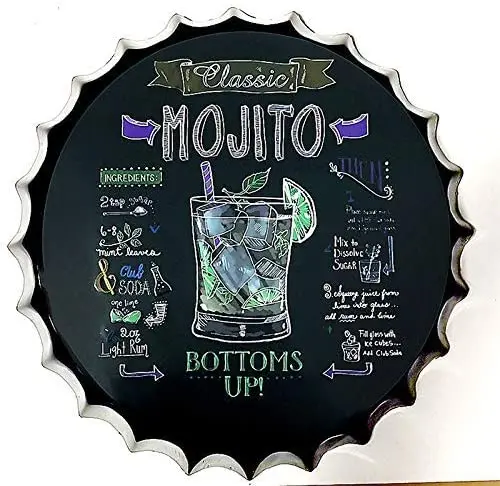 

Modern Retro Tin Sign Bottle Cap Metal Poster - Classic Mojito - ! for Shop/Bar/Club/Cafe/Home/Wall Decor,
