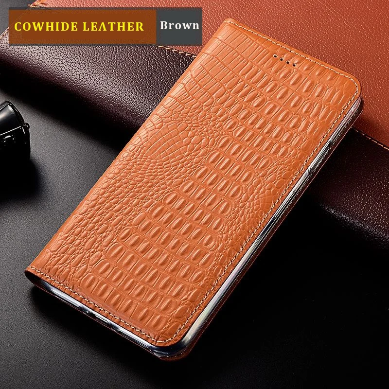 

Crocodile Pattern Genuine Leather Case For XiaoMi Poco X3 GT M3 Pro Magnetic Flip Cover