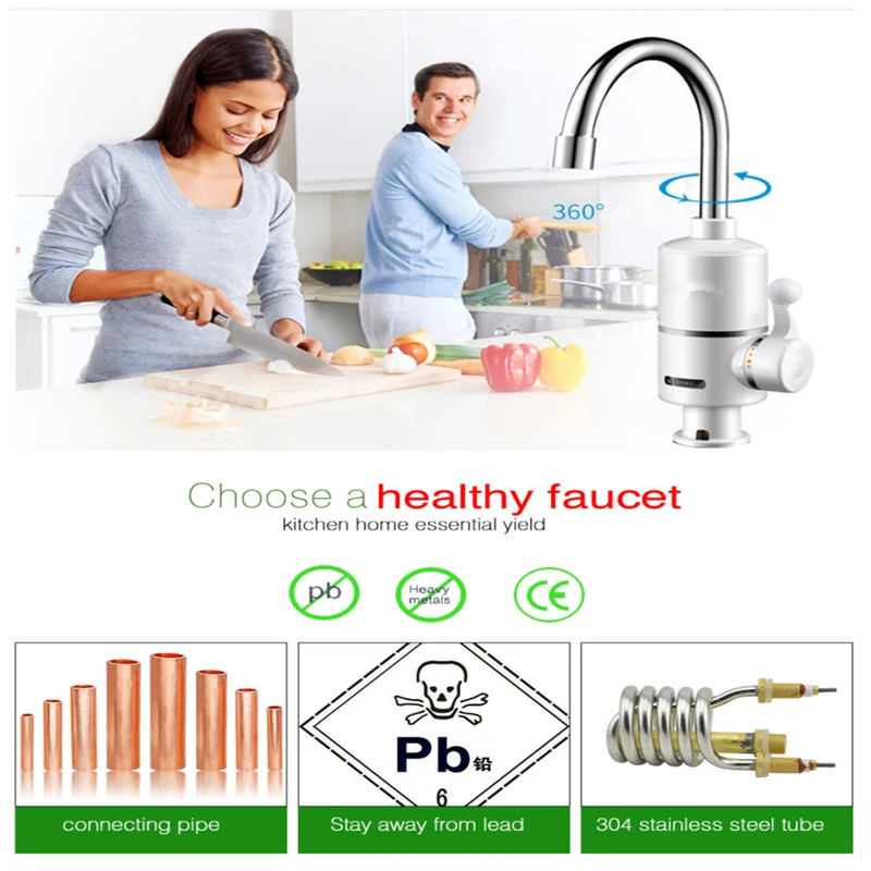 Смеситель с проточным водонагревателем 3000 Вт евровилка | Бытовая техника