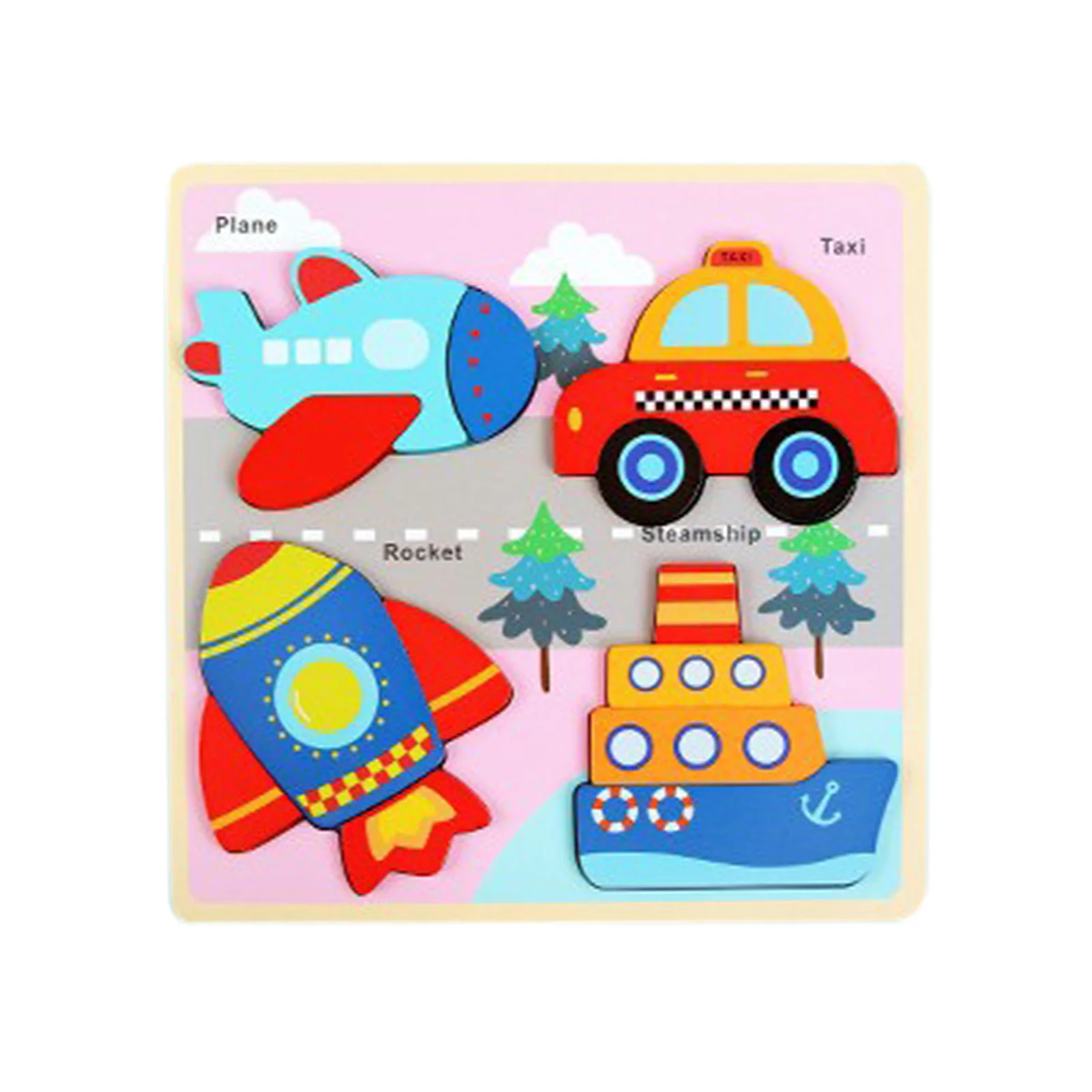 Материалы Монтессори детская головоломка доска обучающая деревянная игрушка для малышей головоломка танграмма мультфильм 4 автомобиля иг...