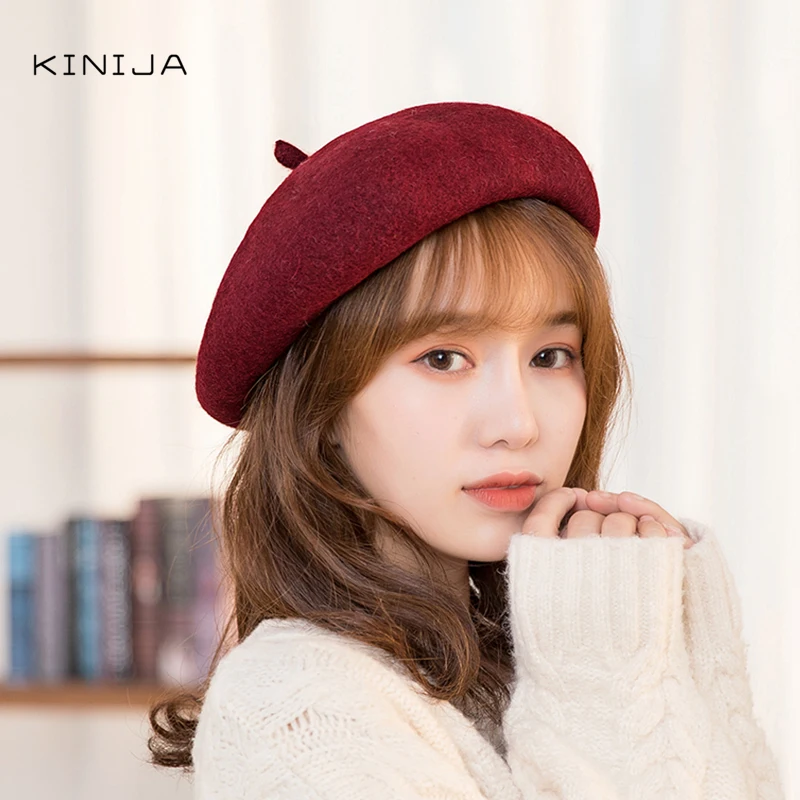 Новинка женская теплая осенне зимняя шерстяная однотонная шапка однотонный