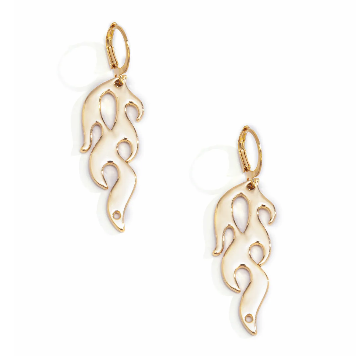 

Retro punk style hollowed out flame women's fashion street photo dark flame Earrings