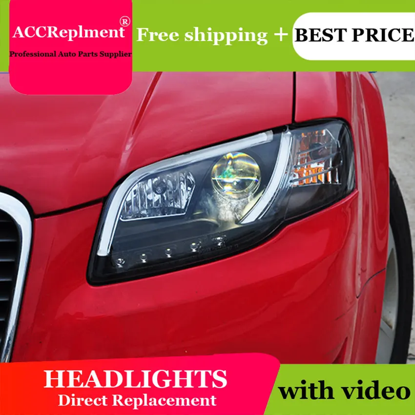Автостайлинг для Audi A4 B7 фары 2005 2008 передняя лампа Светодиодные ДХО линзы двойной