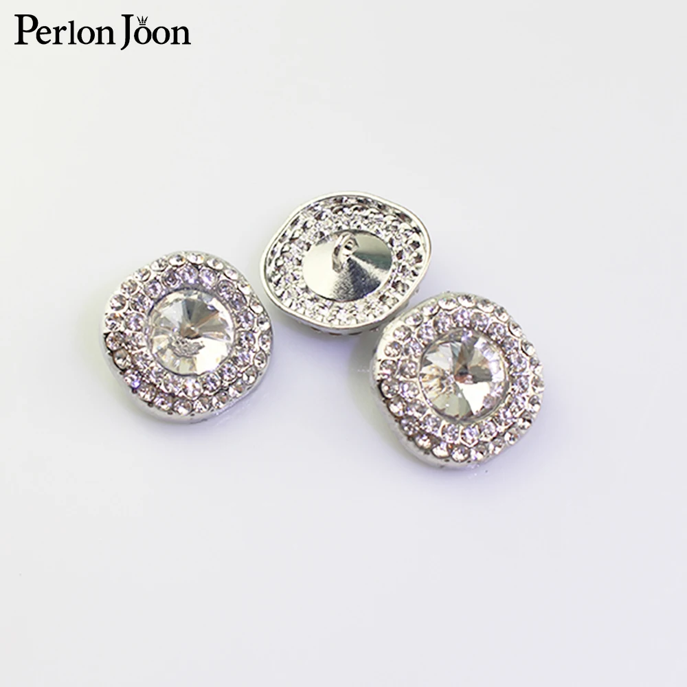 10 шт. 23 мм высококачественные серебряные металлические пуговицы Стразы с
