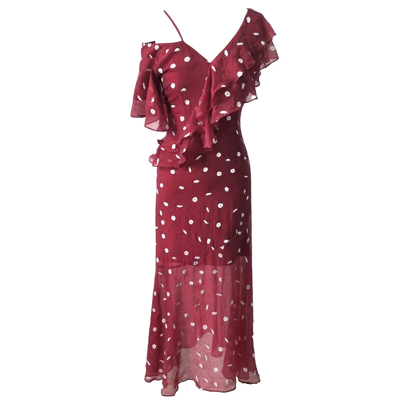 Женское летнее платье-туника Пляжное платье на одно плечо с цветочным принтом и