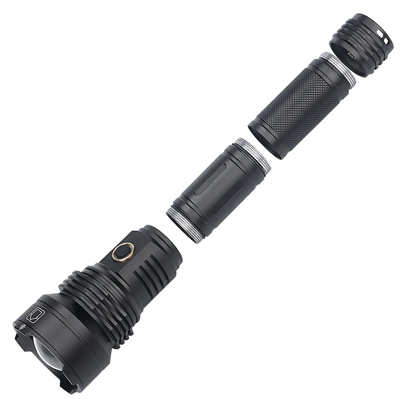 

XHP90 Zoom Focus LED Flashlight Torch Lamp 2200 Lumens Adjustable Waterproof Ultra Bright Use18650 battery 5 Modes Flashlight