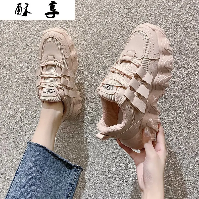 

2021 Spring Fashion New Woman Shoes Mesh Breathable Women Casual Sneaker Comfortable Platform Lace-up Vulcanized Women Shoes