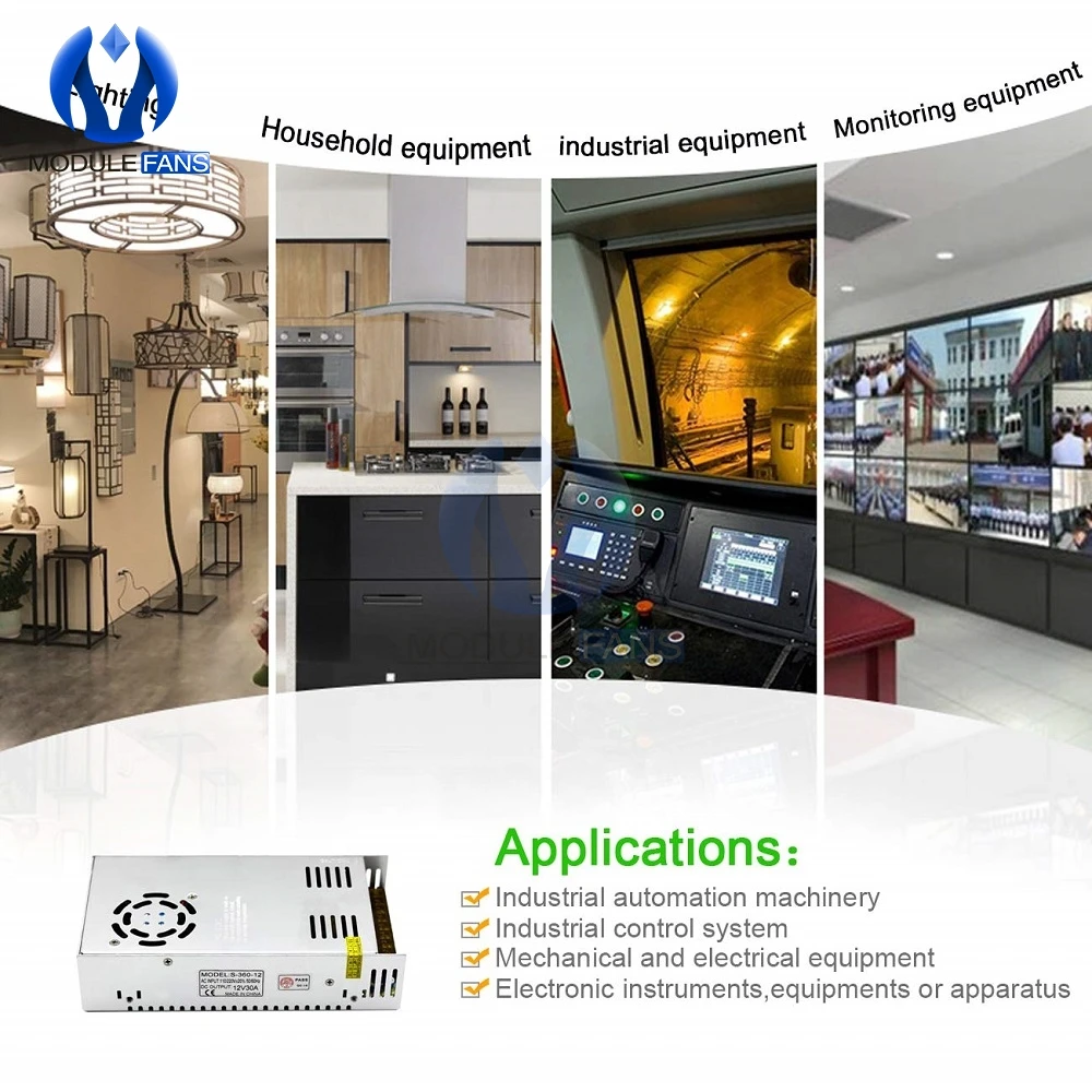 Импульсный источник питания переменного тока в постоянный ток 12 В металлический