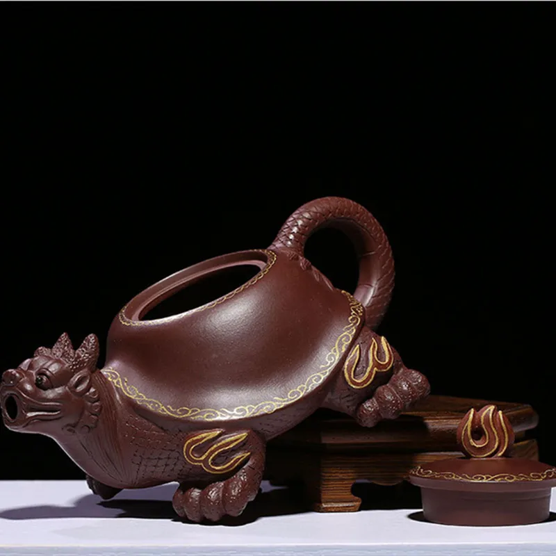 Высококлассный чайник Yixing чайники из фиолетовой глины с черепашкой дракона